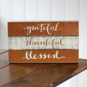 Hand Lettered Slat Wood Box Sign 15x9 NWT
